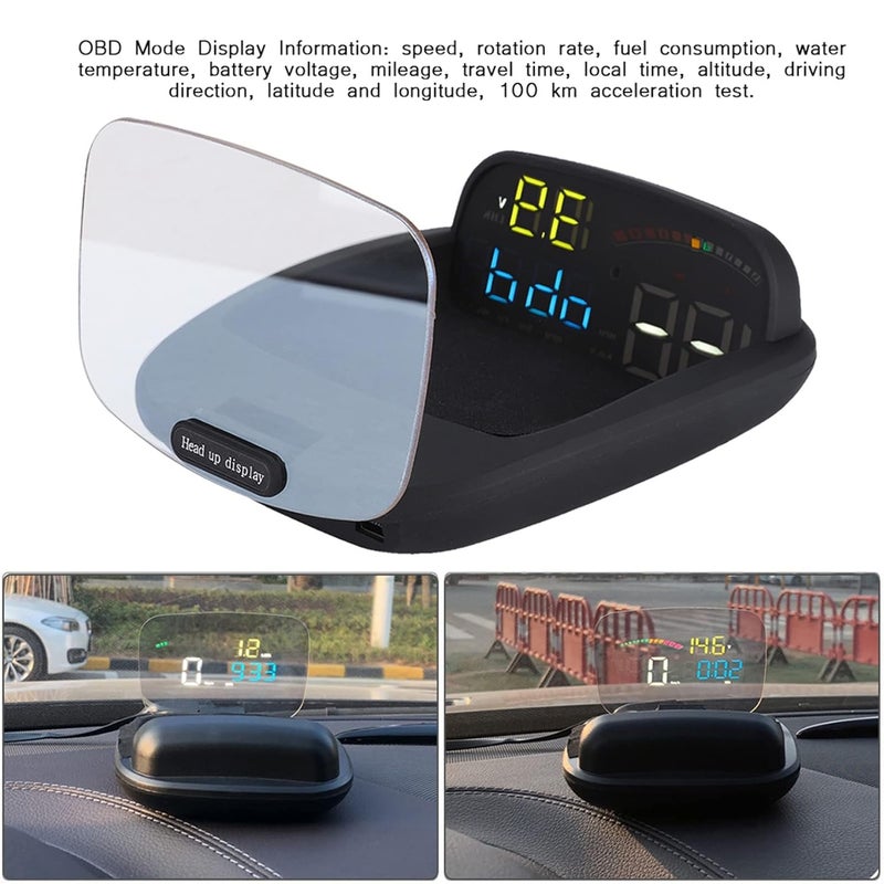 EIMSOAH Car HUD Display for OBD GPS, Universal Large Screen Car Head-Up Display with Overspeed Warning and Stereo Imaging - Image 5